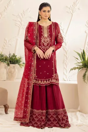 3PC EMBROIDERED CHIFFON LONG DRESS BY MOHAGNI 11