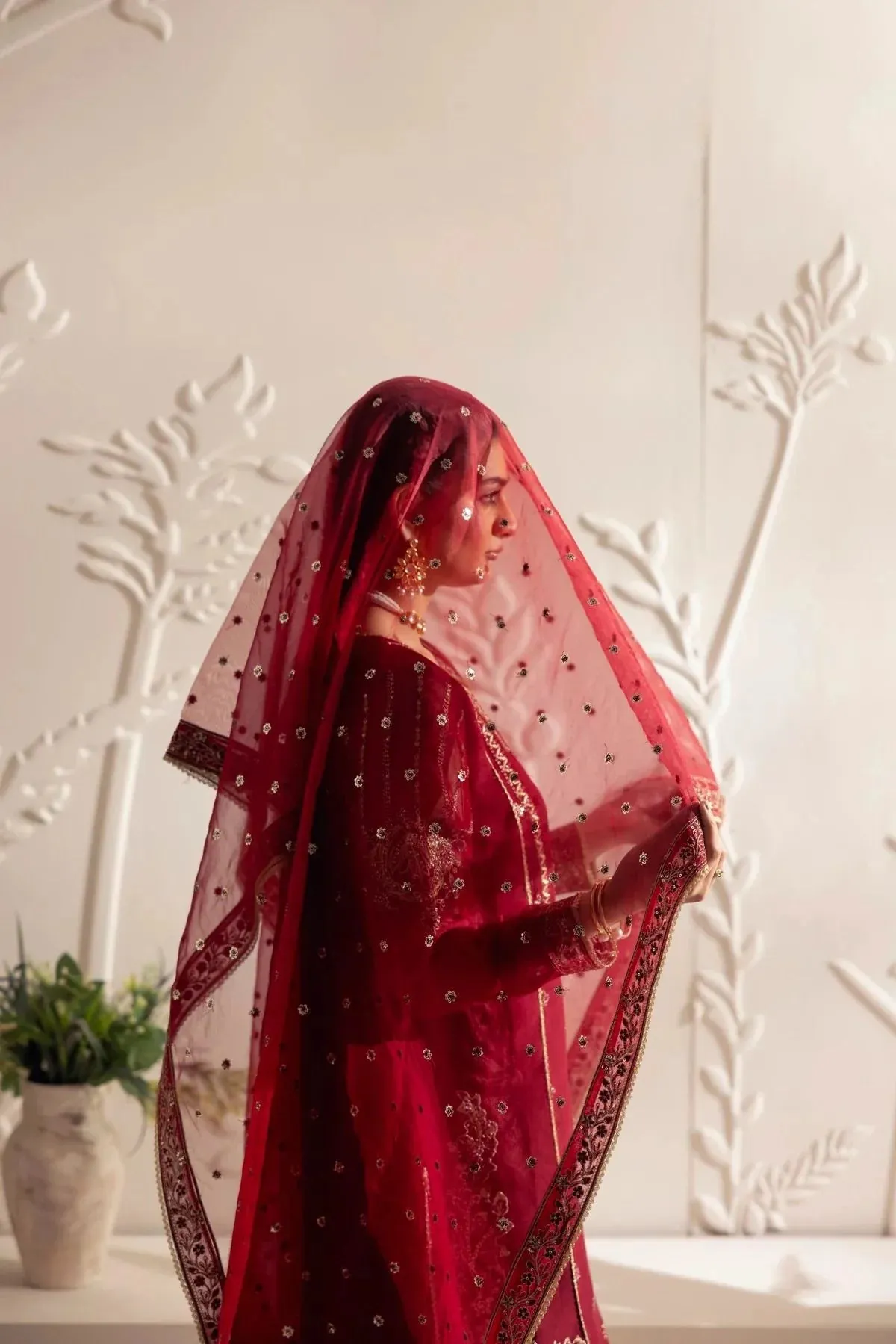 3PC EMBROIDERED CHIFFON LONG DRESS BY MOHAGNI 11