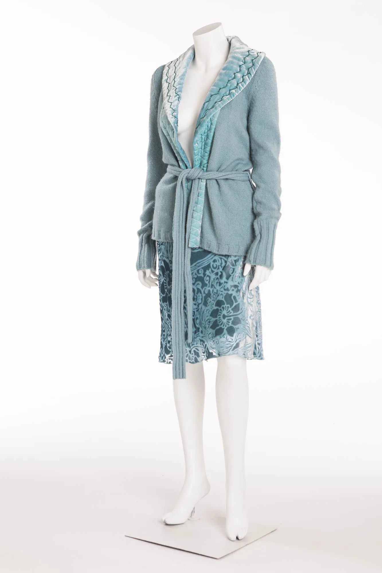 Blumarine - Aqua Knit Cardigan with Belt - IT 40