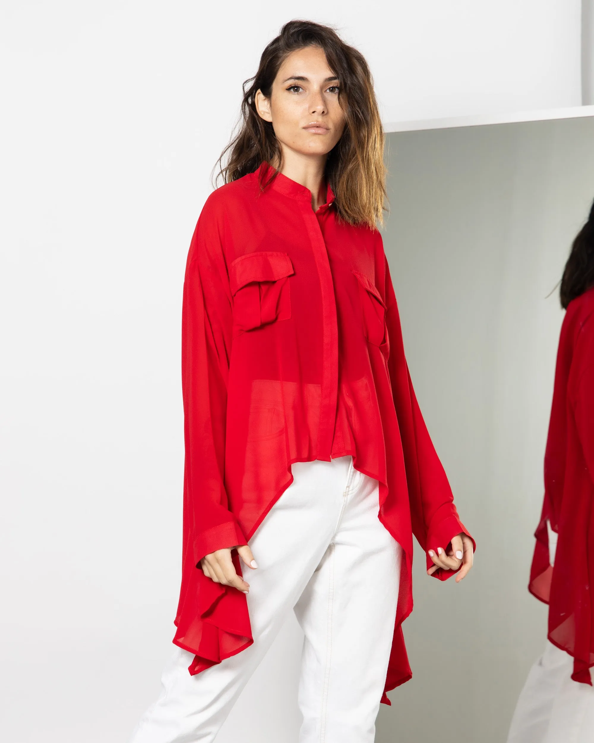 BUTTONED LONG SIDES SHIRT 1408 - قميص