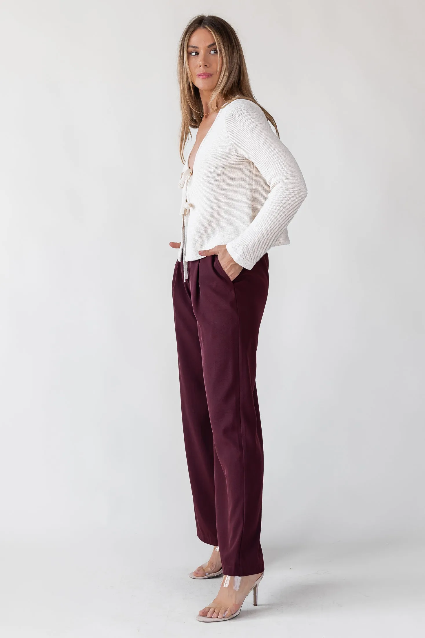 Colby Beige Tie Front Cardigan