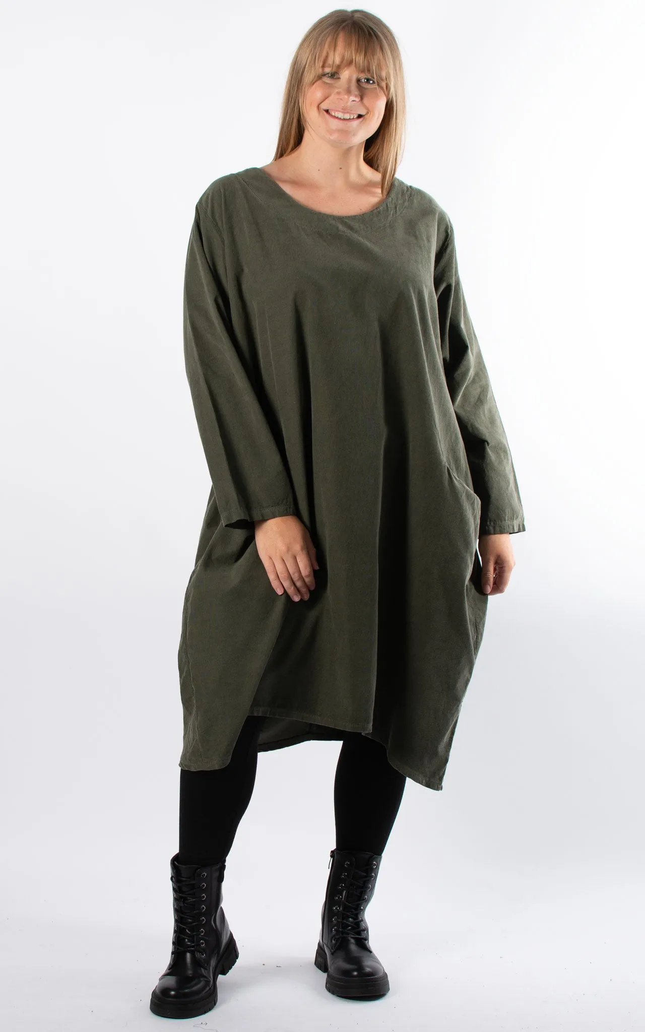 Cord Midi Dress | Khaki