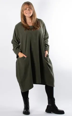 Cord Midi Dress | Khaki