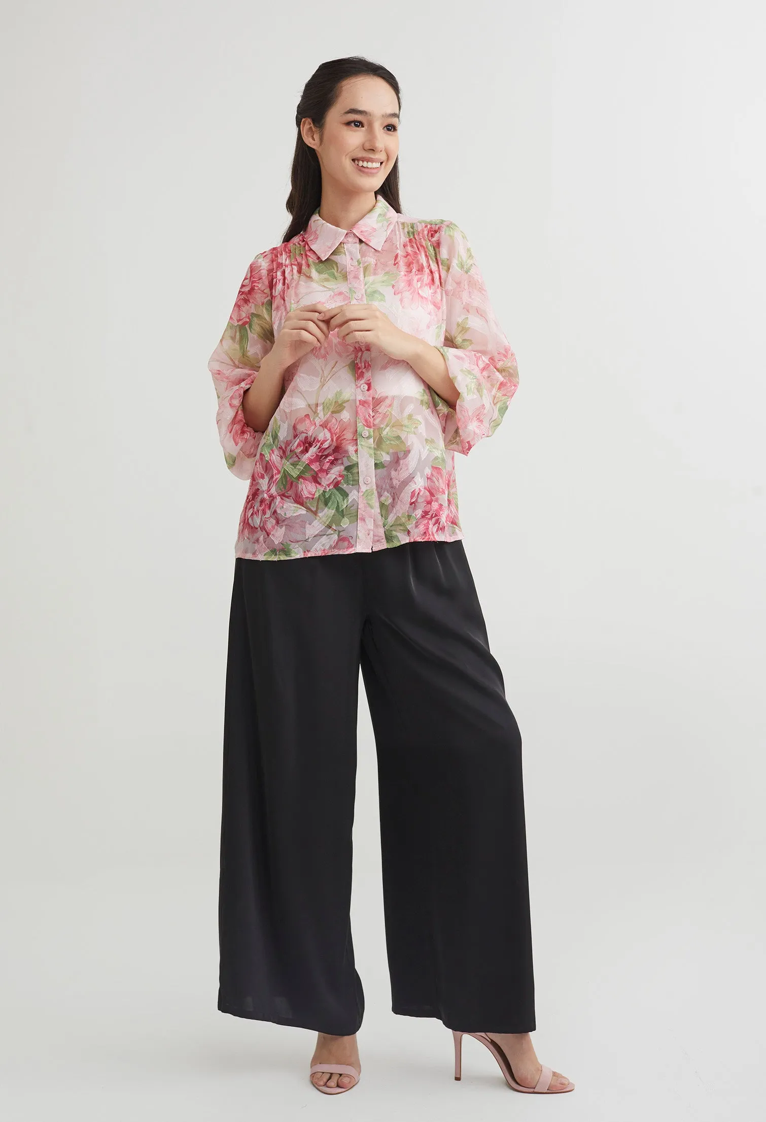 Floral Shimmer Chiffon Blouse