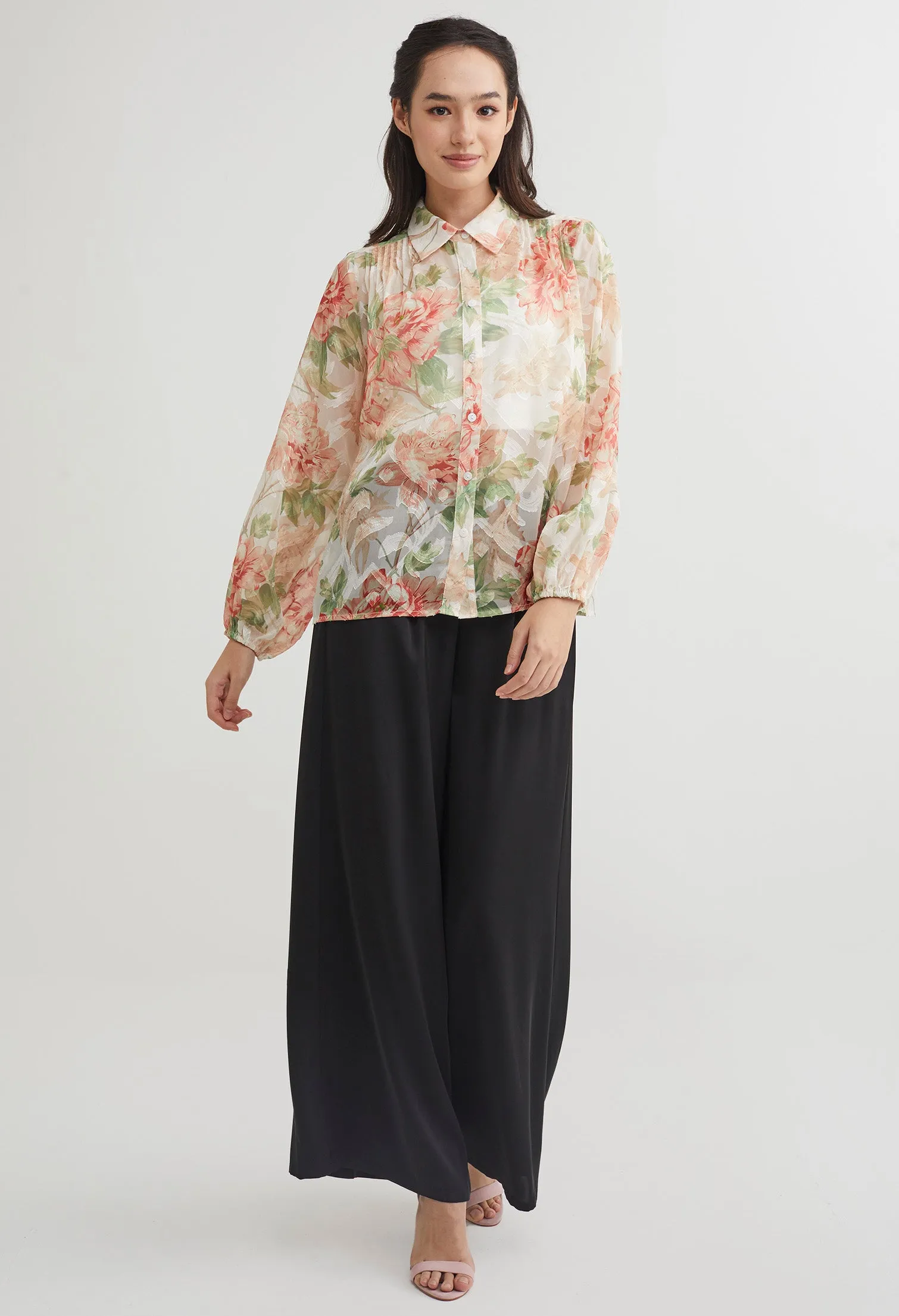 Floral Shimmer Chiffon Blouse