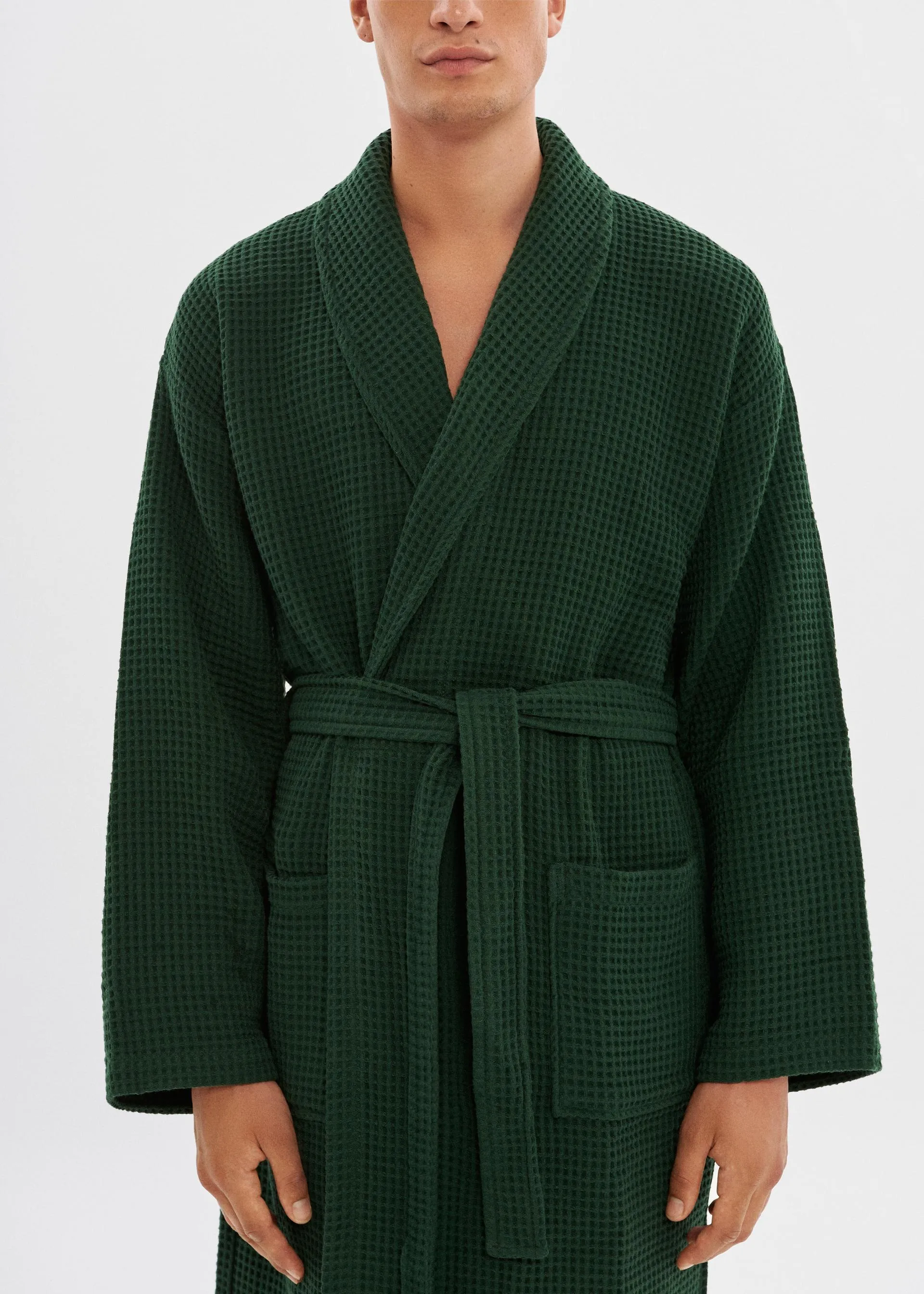 Green Waffle Unisex Relaxed Fit Bathrobe - House Babylon