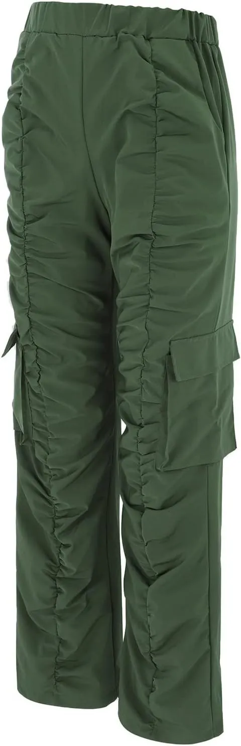 High Waisted Cargo Pants for Women Corduroy Wide Leg Straight Casual Pants Womens High Waisted Cargo Pants Women