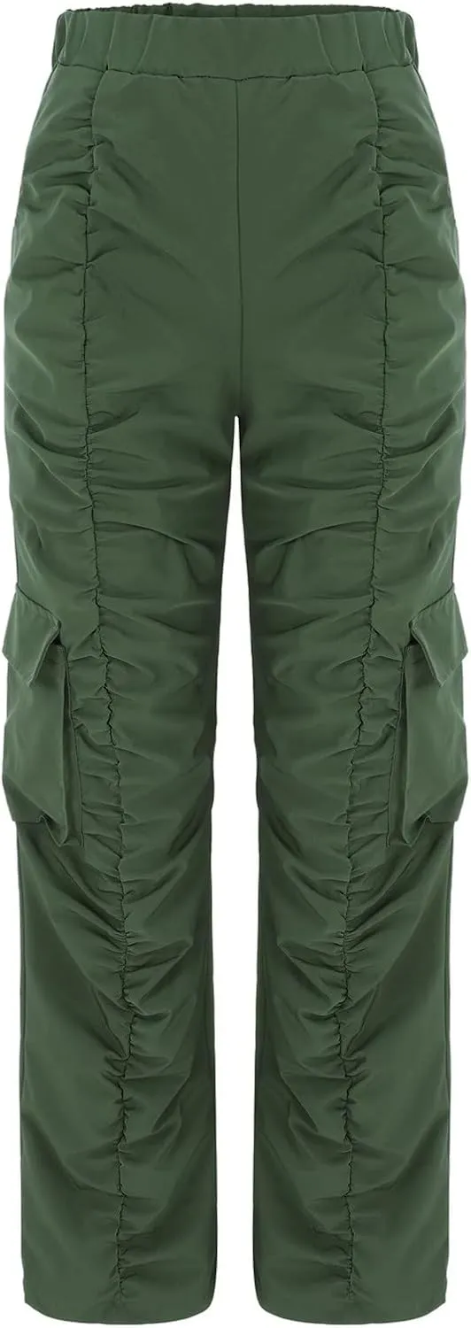 High Waisted Cargo Pants for Women Corduroy Wide Leg Straight Casual Pants Womens High Waisted Cargo Pants Women