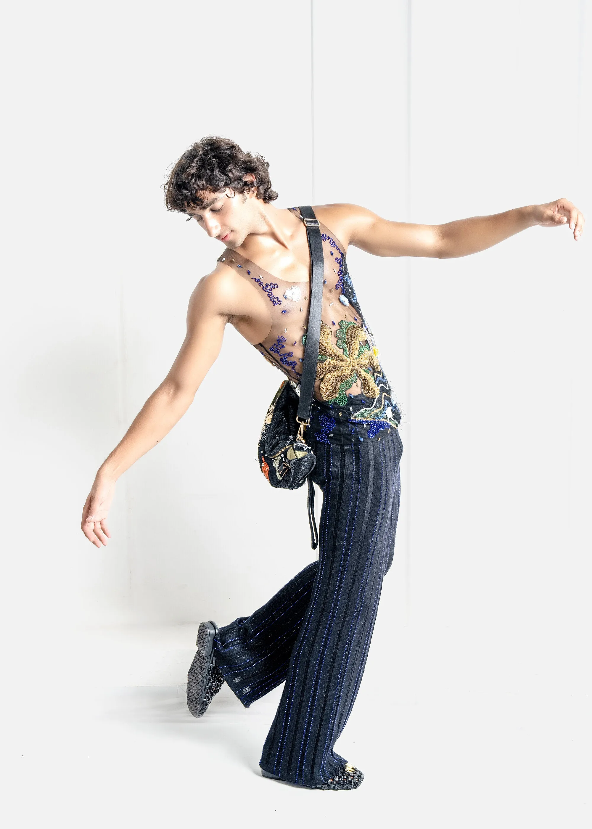 Inkly Jardin Beaded Vest with Knitted Trousers