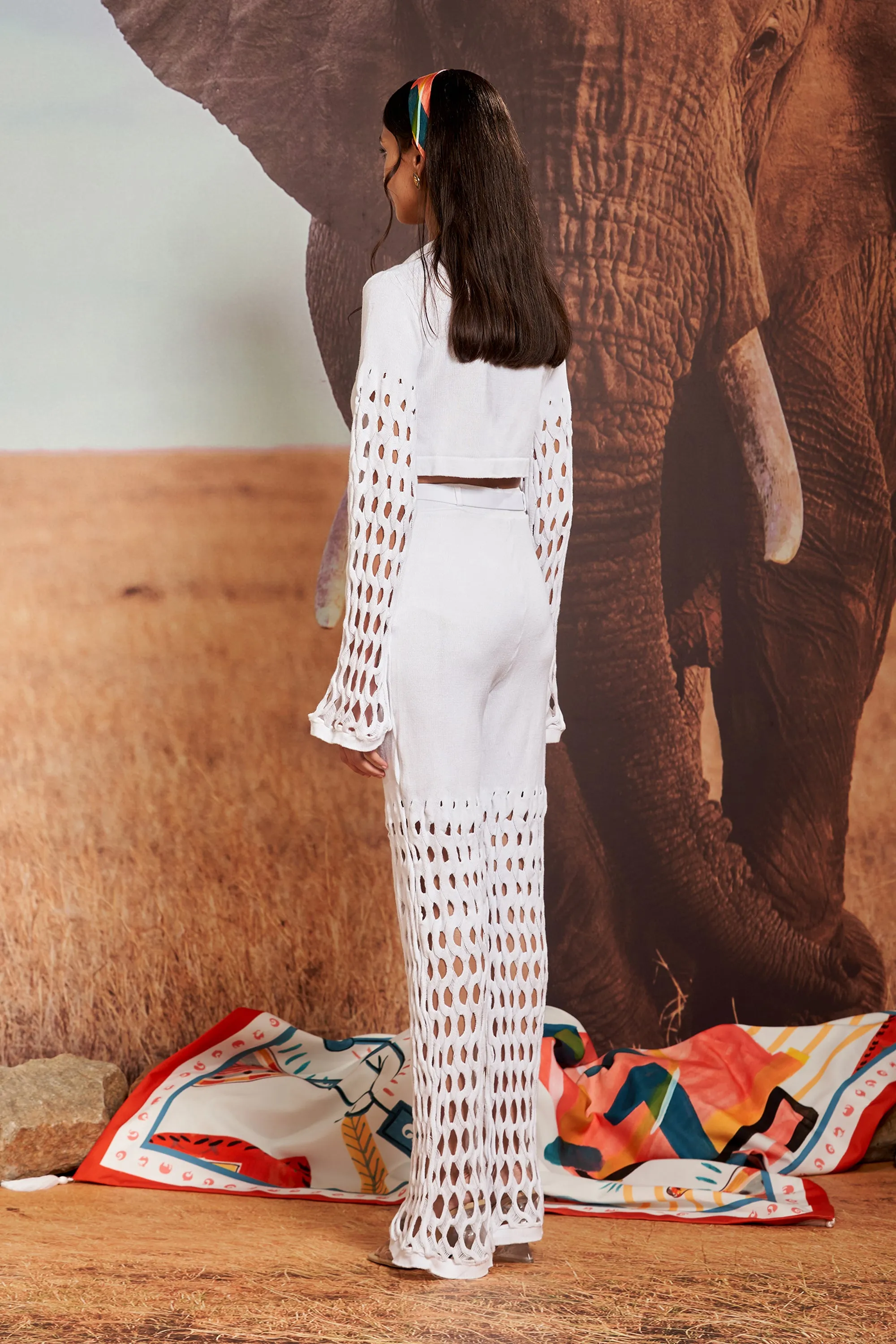 Ivory Droplet Knit Trousers