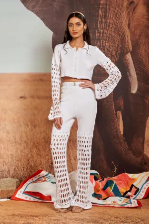 Ivory Droplet Knit Trousers