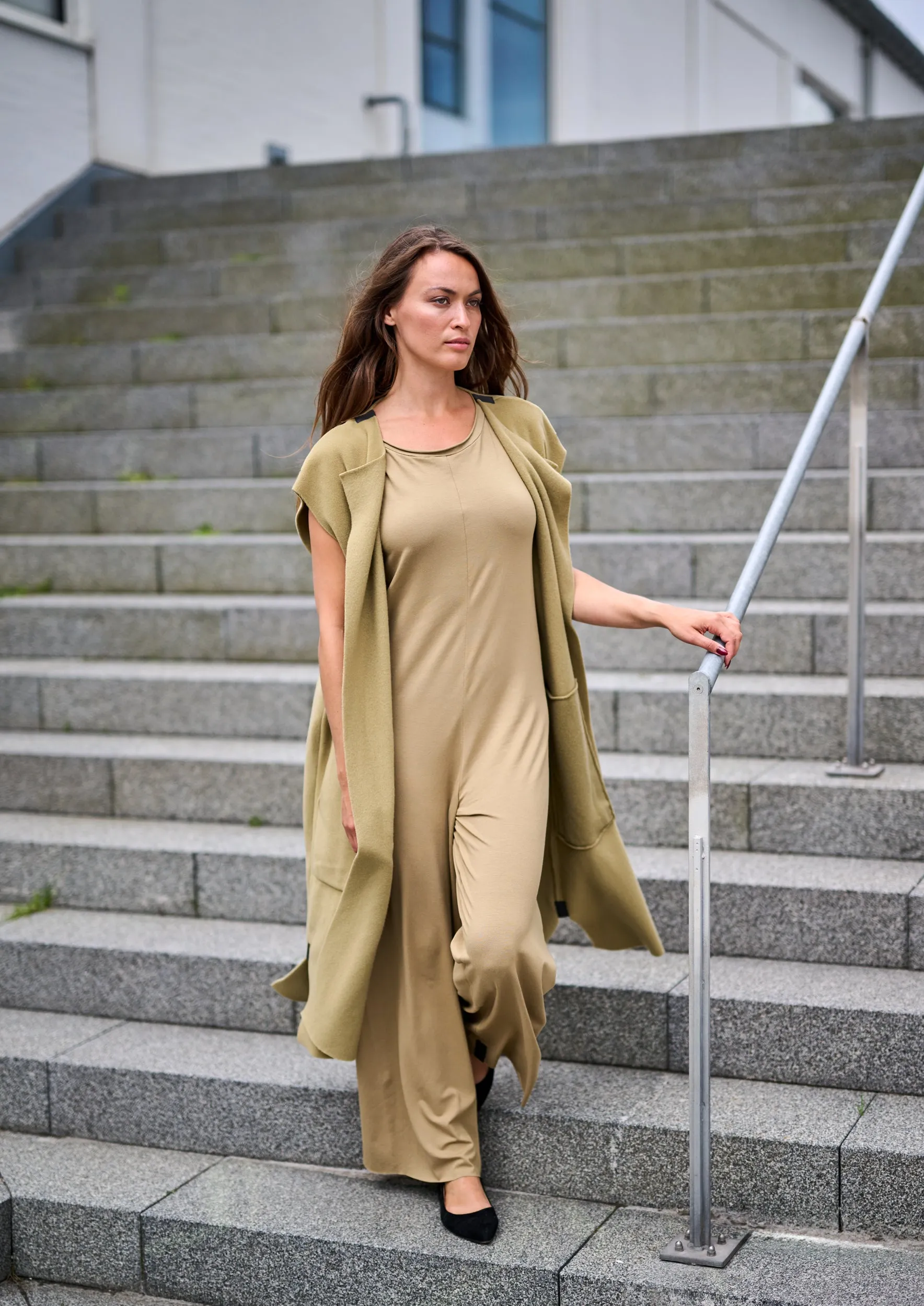 LONG VEST - 7169 - OLIVE