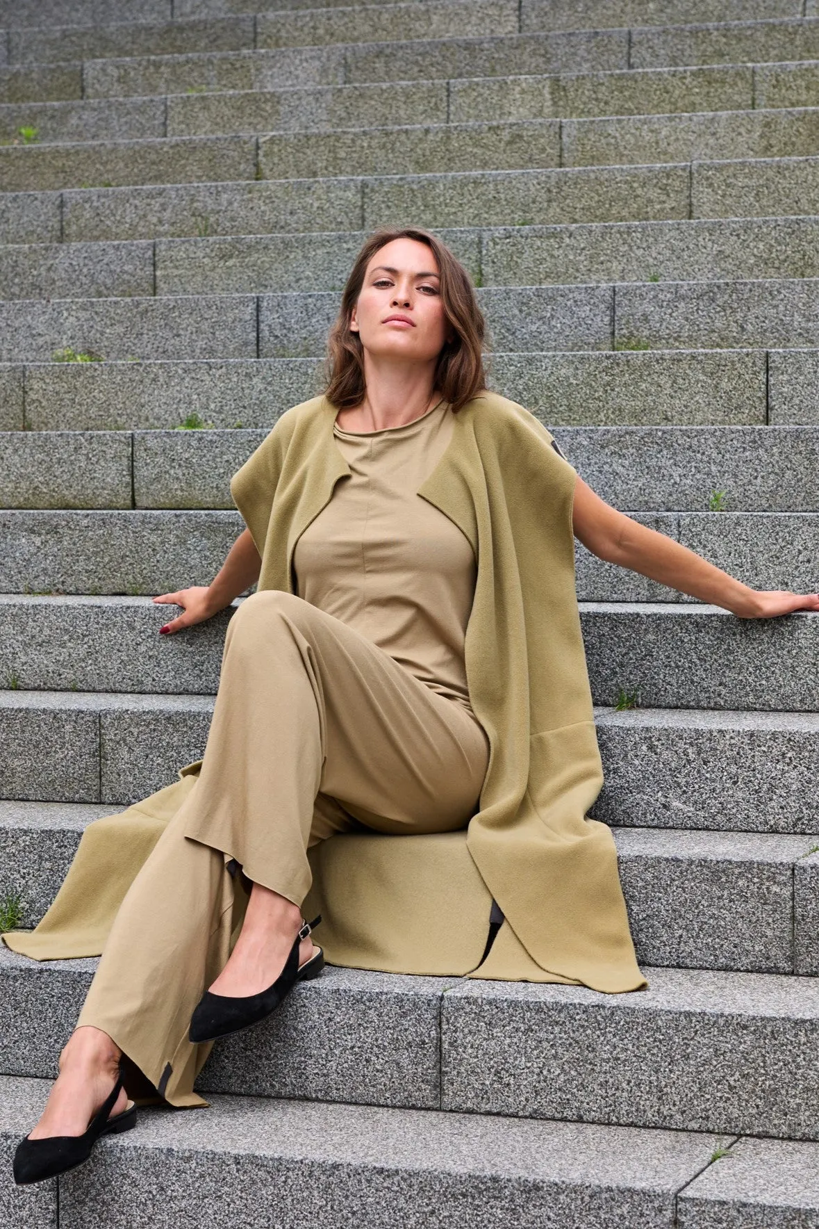 LONG VEST - 7169 - OLIVE