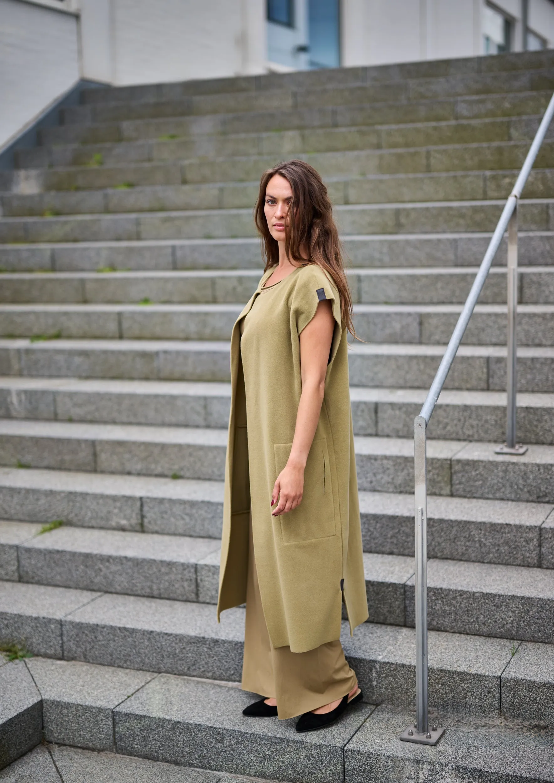 LONG VEST - 7169 - OLIVE