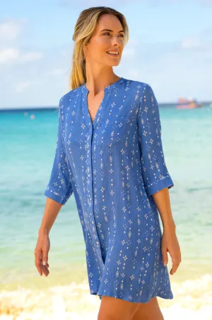 Mila Shirt Tunic | Star Aztec White/Blue