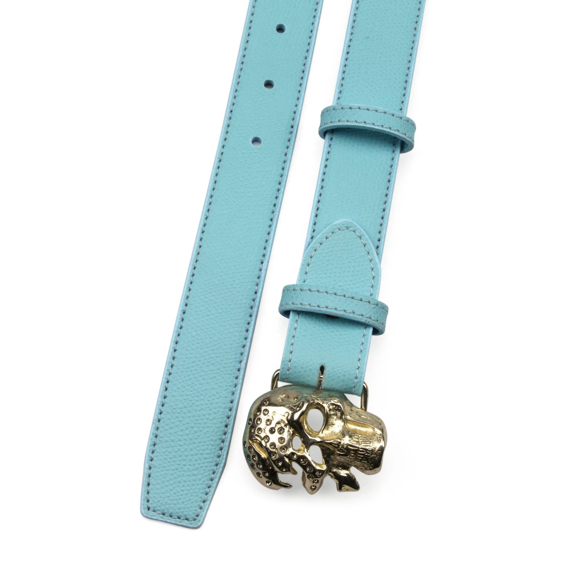 Narrow Turq Novak Style Crystal Skull Belt