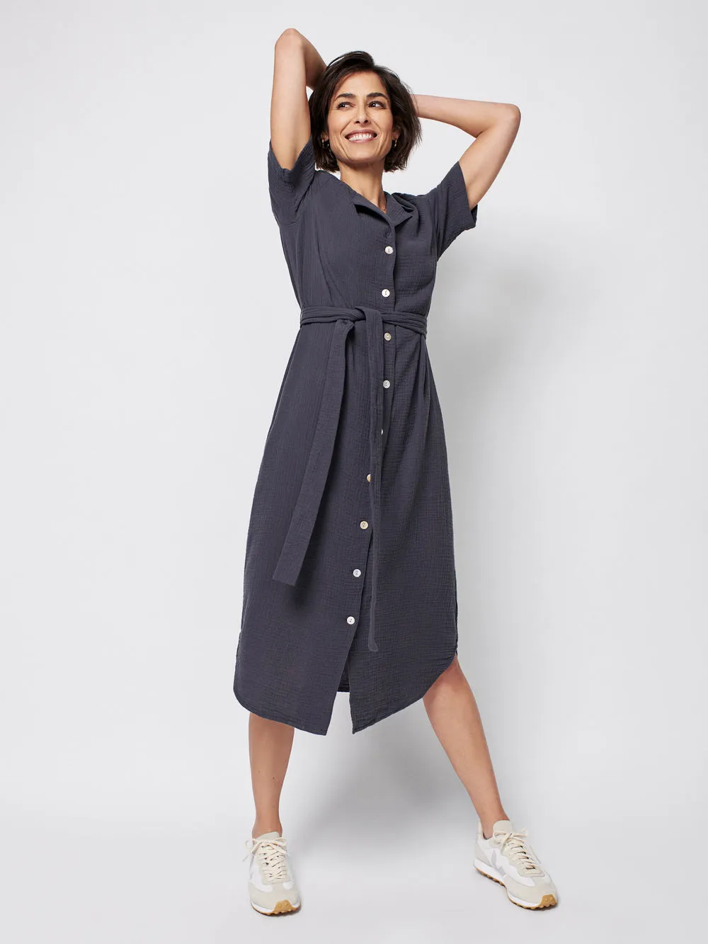 Nolita Dream Cotton Gauze Dress in Washed Black
