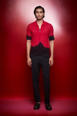Ombre Pointelle Knitted Shirt