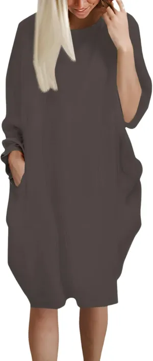 Pop Summer Pub Dress Womens Short Sleeve Tunic Relaxed Fit Dresses for Ladies Scoop Neck Coloured Comfortable