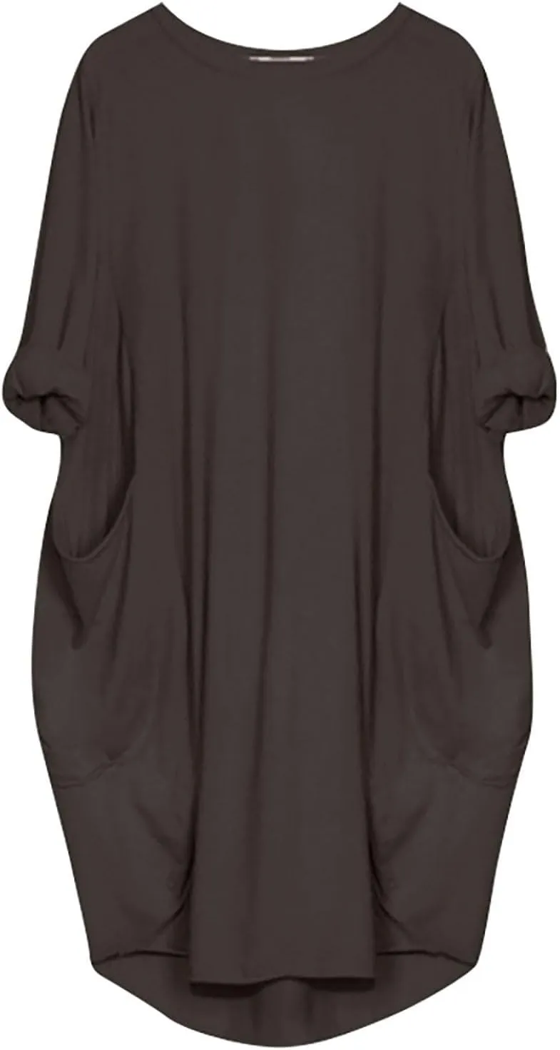 Pop Summer Pub Dress Womens Short Sleeve Tunic Relaxed Fit Dresses for Ladies Scoop Neck Coloured Comfortable