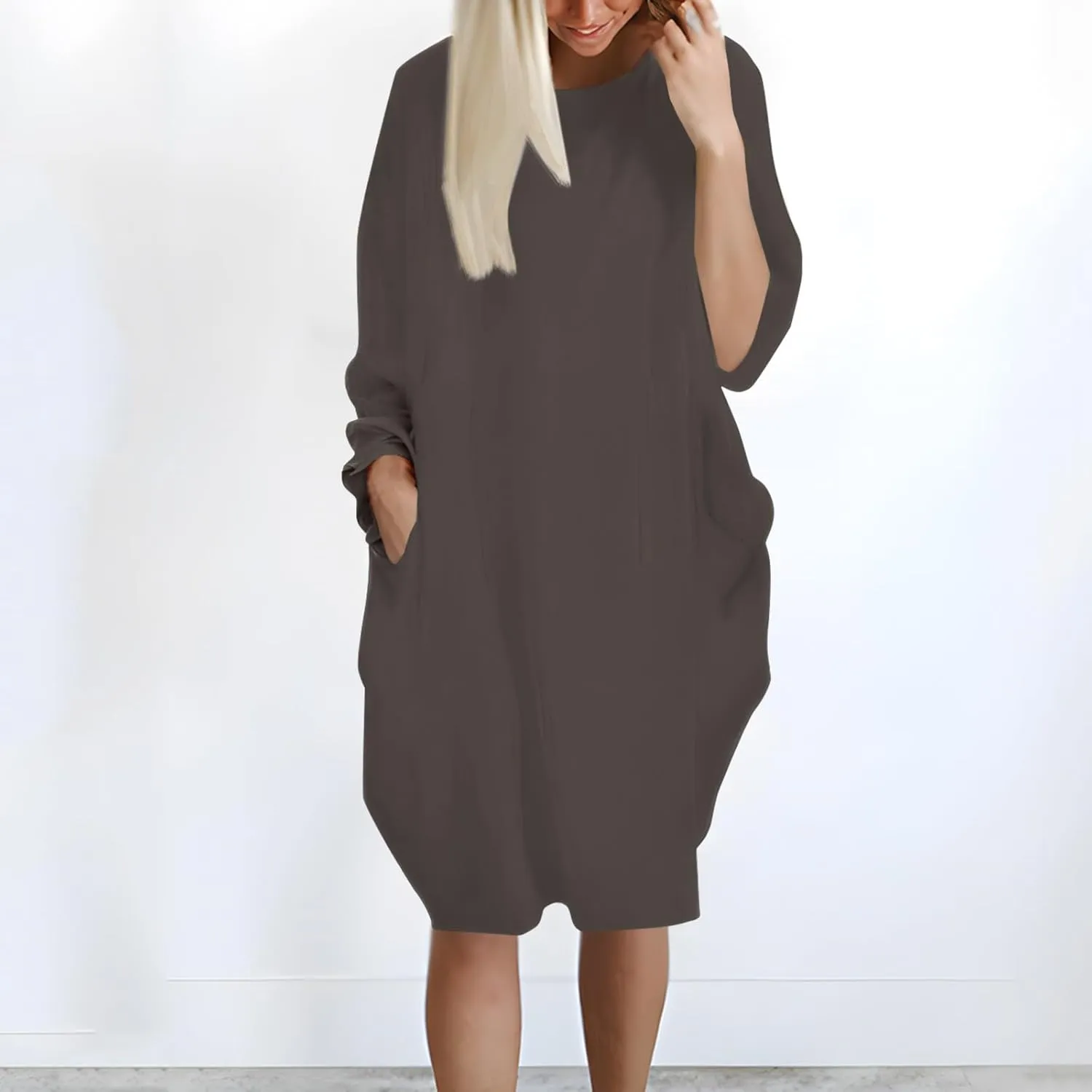 Pop Summer Pub Dress Womens Short Sleeve Tunic Relaxed Fit Dresses for Ladies Scoop Neck Coloured Comfortable