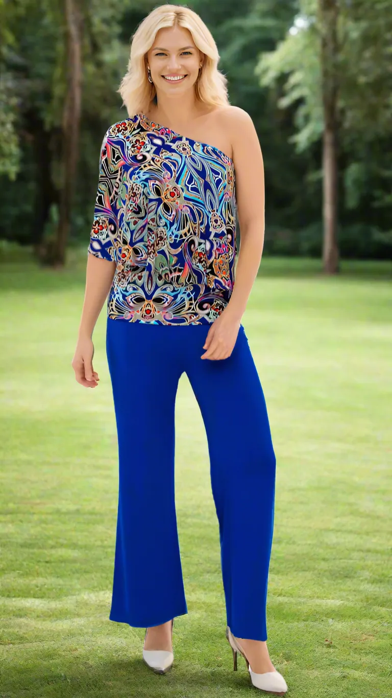Printed One Shoulder Knit Top