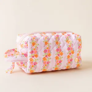 Quilted Cosmetic Pouch - Petal Parade Pink