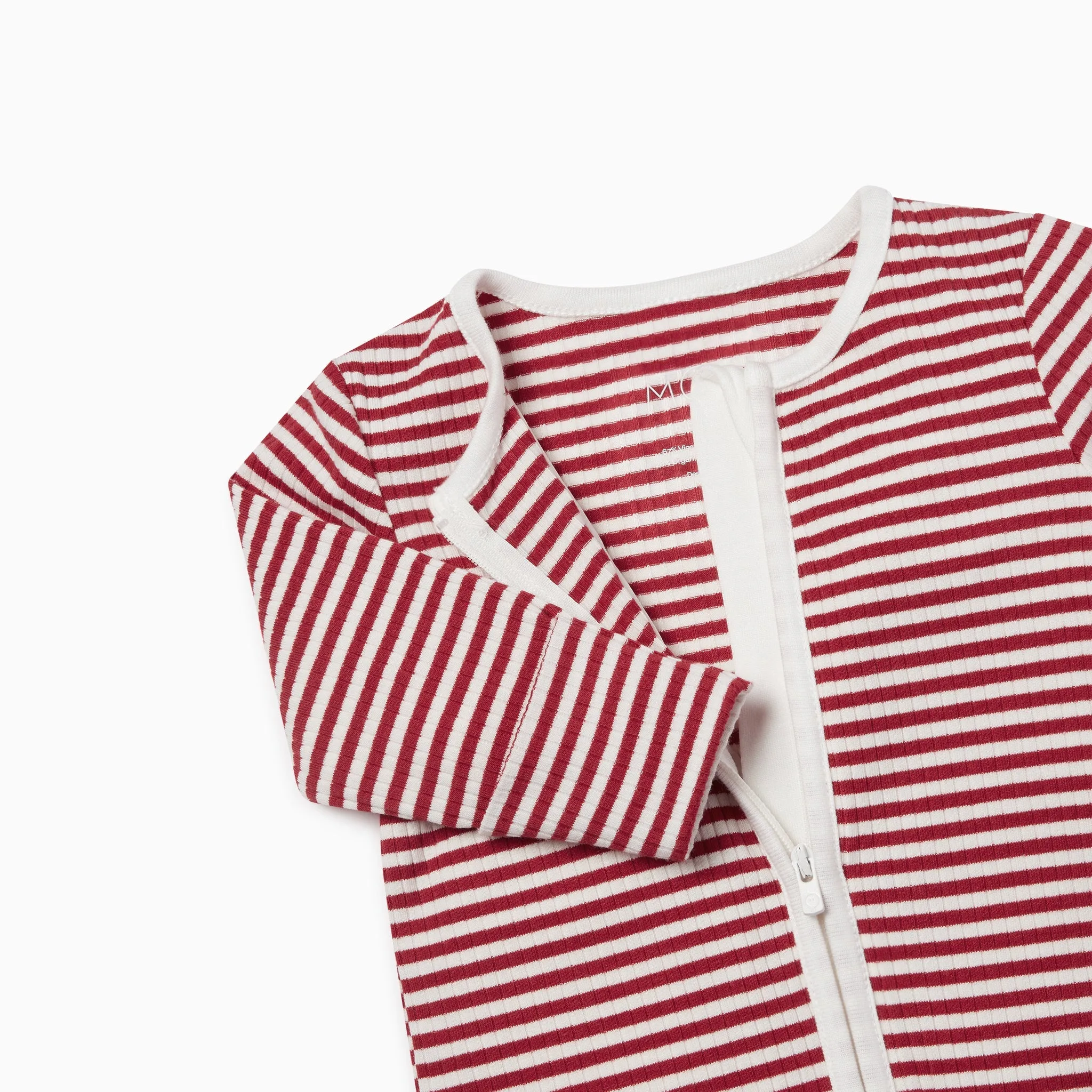 Ruby Stripe Ribbed Snugfit Clever Zip Baby Pajamas