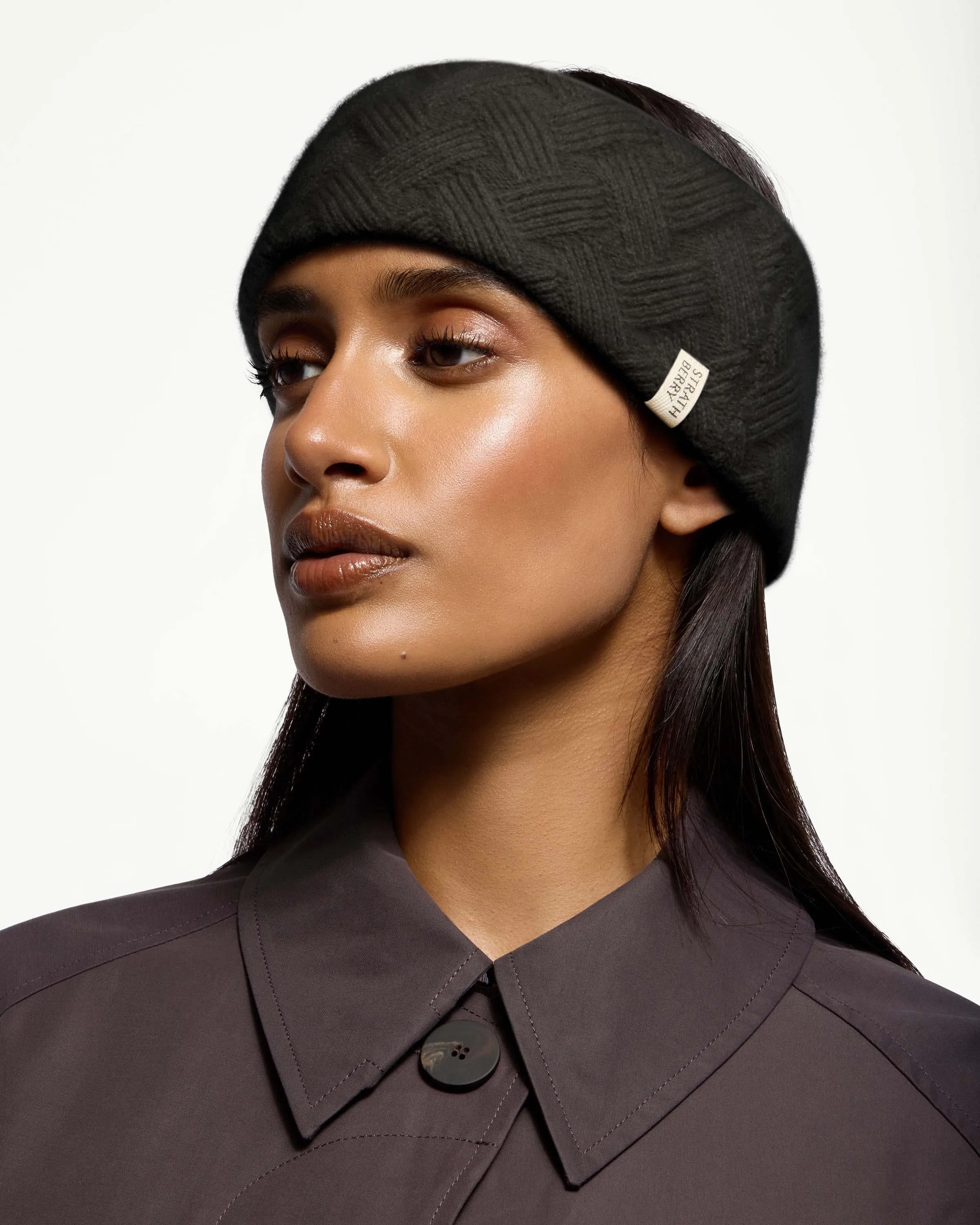Sanday Cable Knit Pure Cashmere Headband - Charcoal