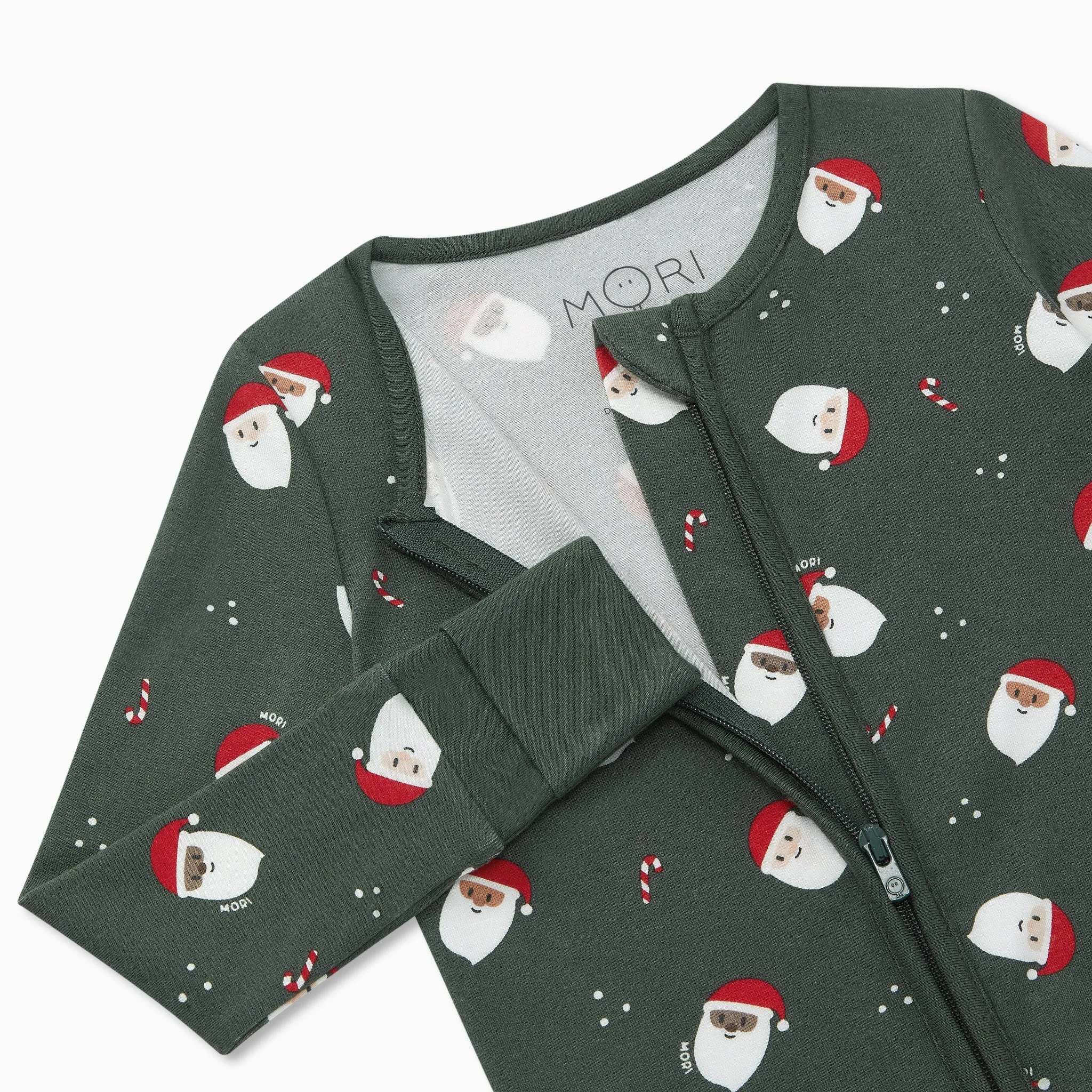 Santa Print Clever Zip Baby Pajamas