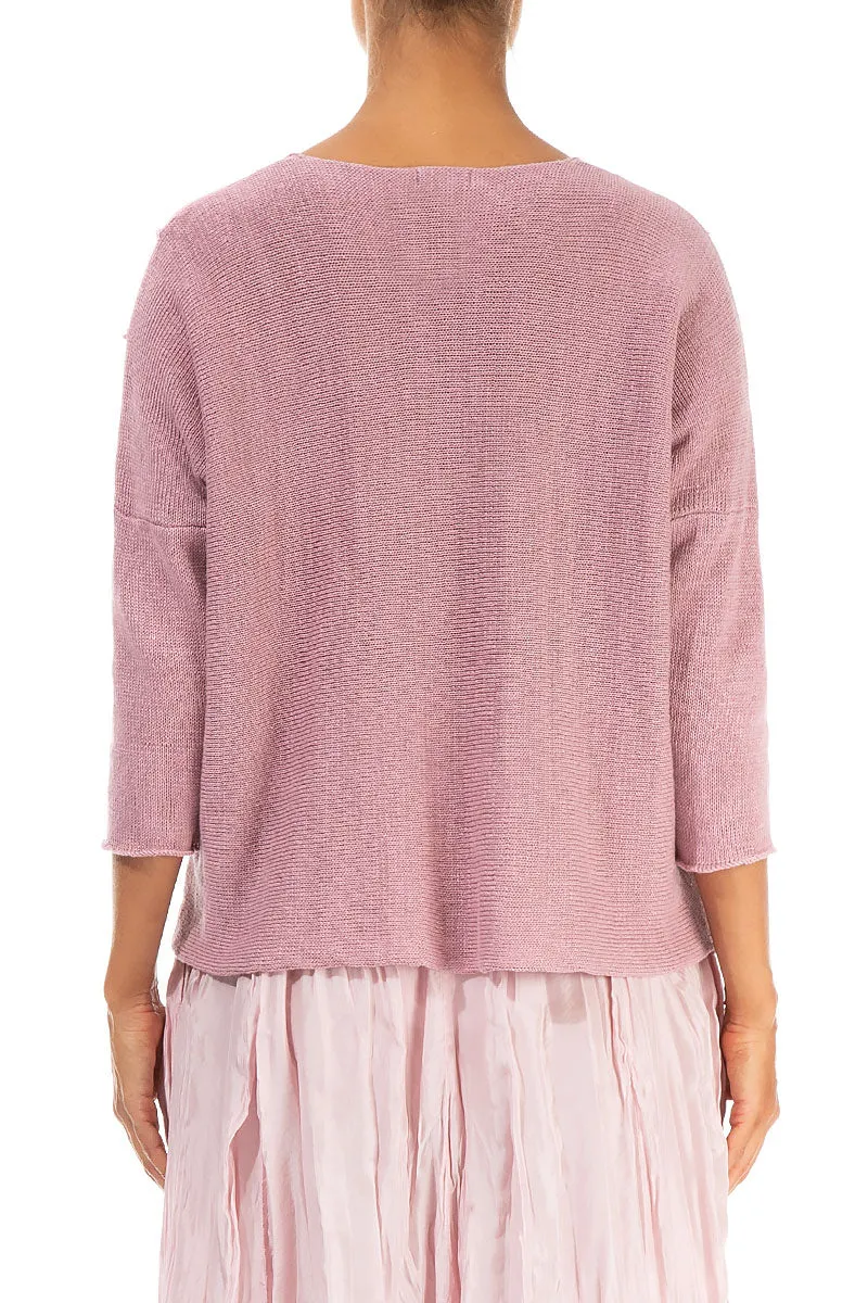 Wavy Stitch Mauve Pink Linen Jumper