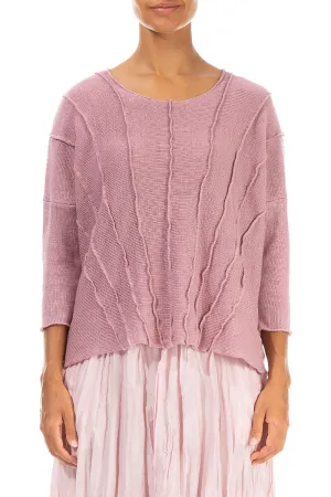 Wavy Stitch Mauve Pink Linen Jumper