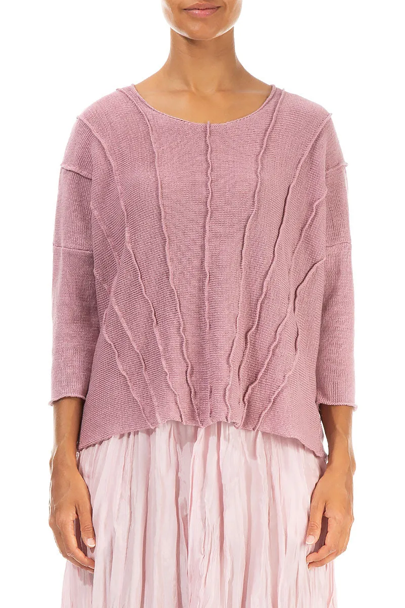 Wavy Stitch Mauve Pink Linen Jumper
