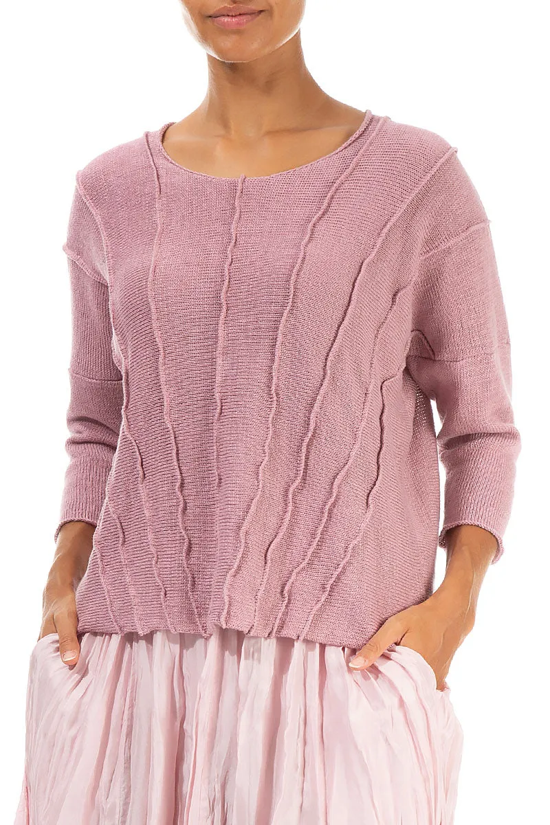 Wavy Stitch Mauve Pink Linen Jumper