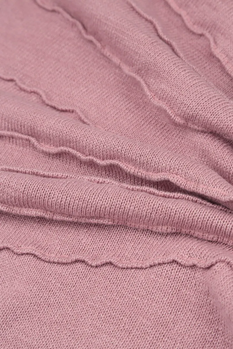 Wavy Stitch Mauve Pink Linen Jumper