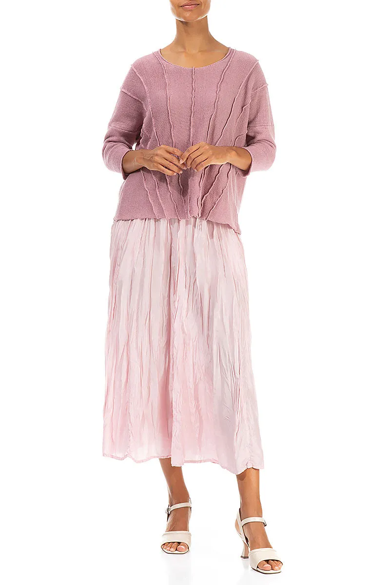 Wavy Stitch Mauve Pink Linen Jumper