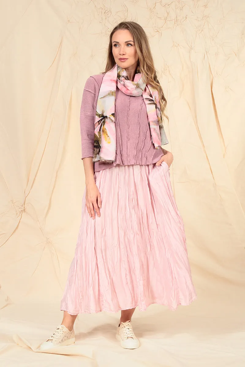Wavy Stitch Mauve Pink Linen Jumper
